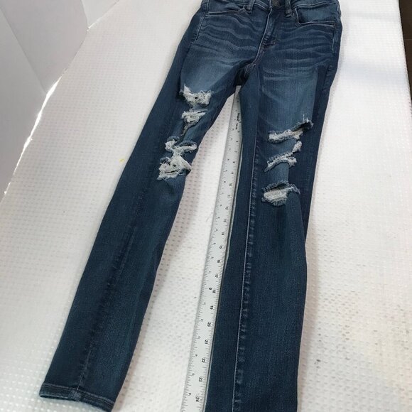 AMERICAN EAGLE WOMENS HI-RISE JEGGING DISTRESSED JEANS SIZE 6 - Picture 2 of 8